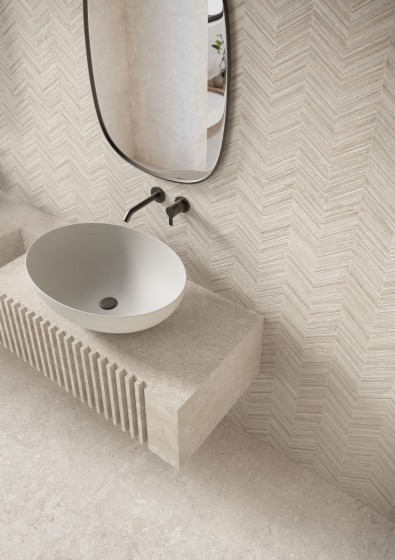 Fleur De Lis White Herringbone Decor Porcelain Wall Tile 600x1200mm